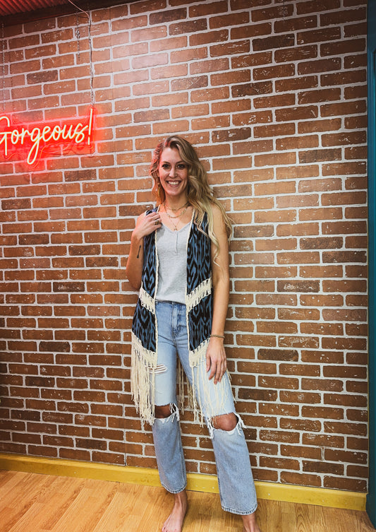 Navy Crochet Duster