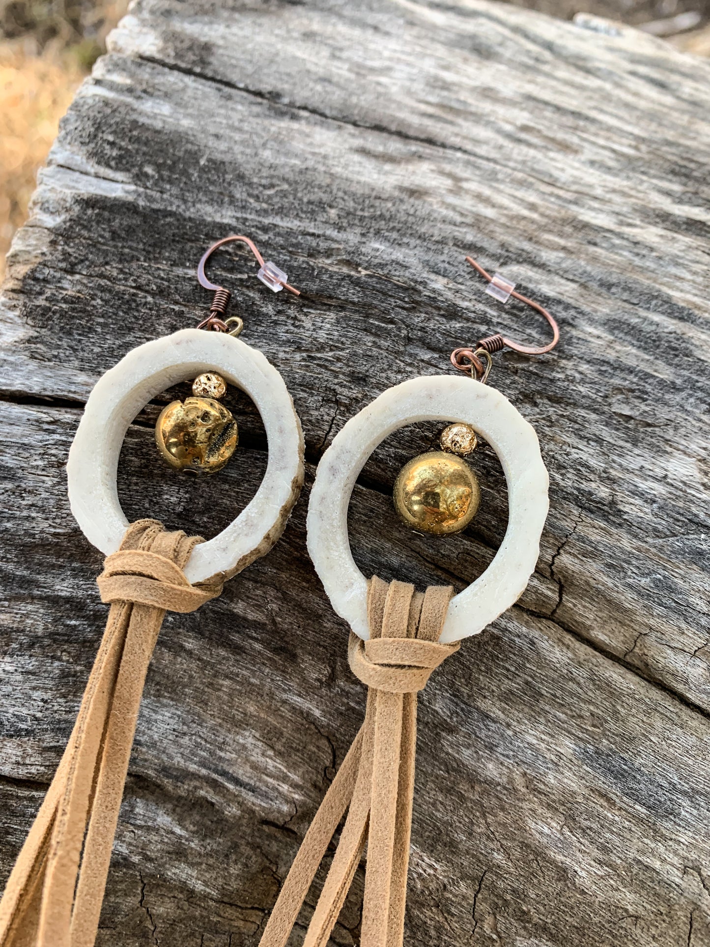 Tan Antler Earrings
