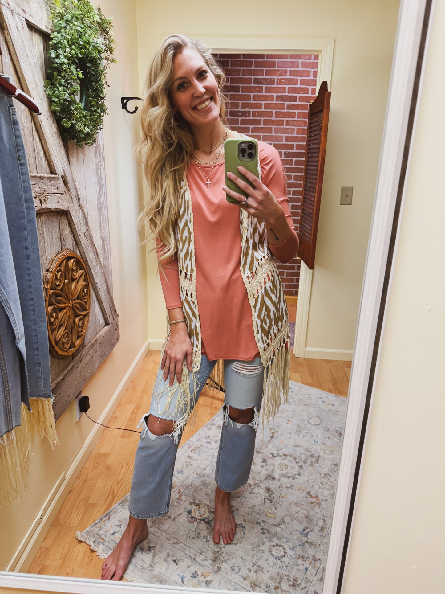 Tan Crochet Duster