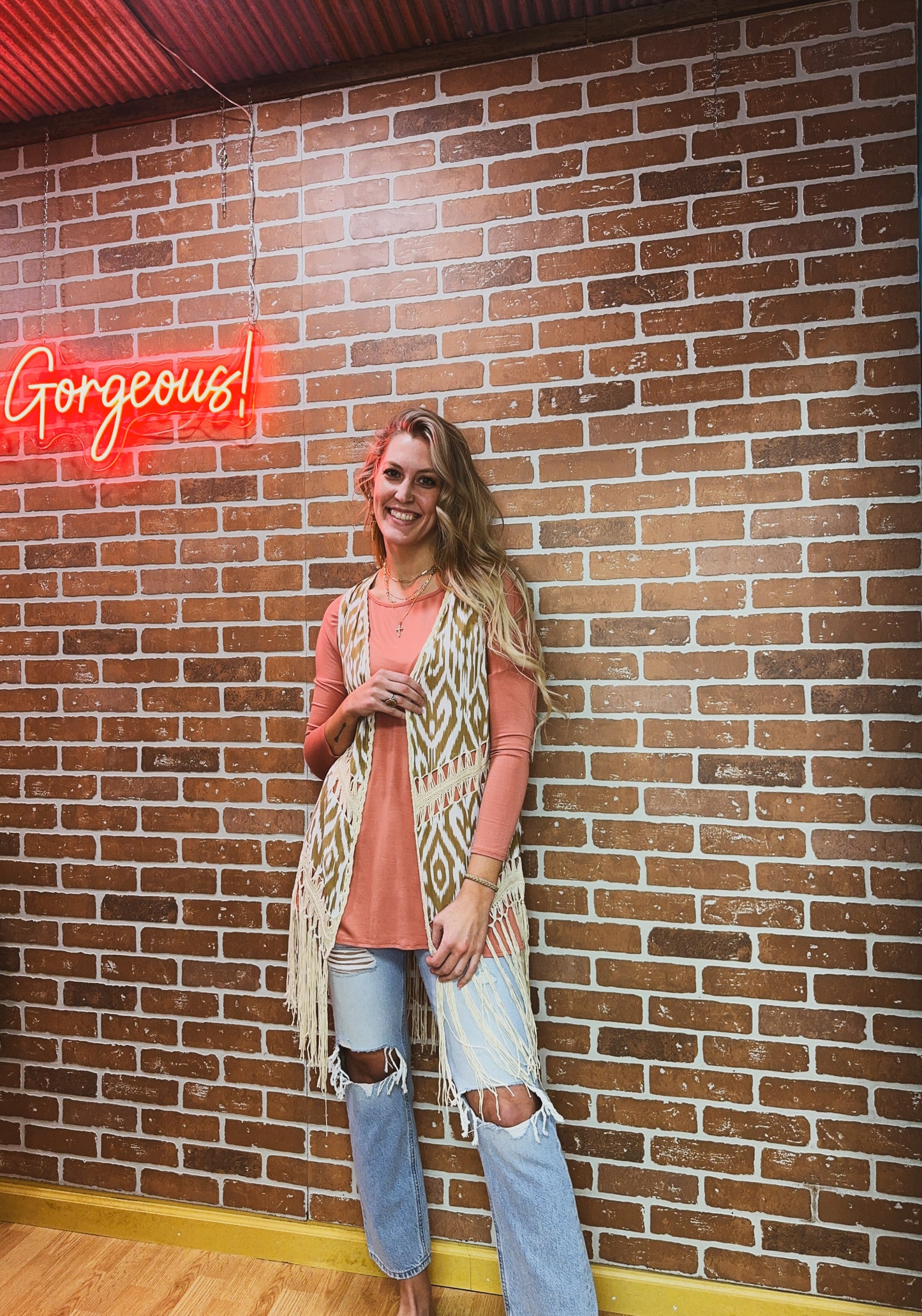 Tan Crochet Duster