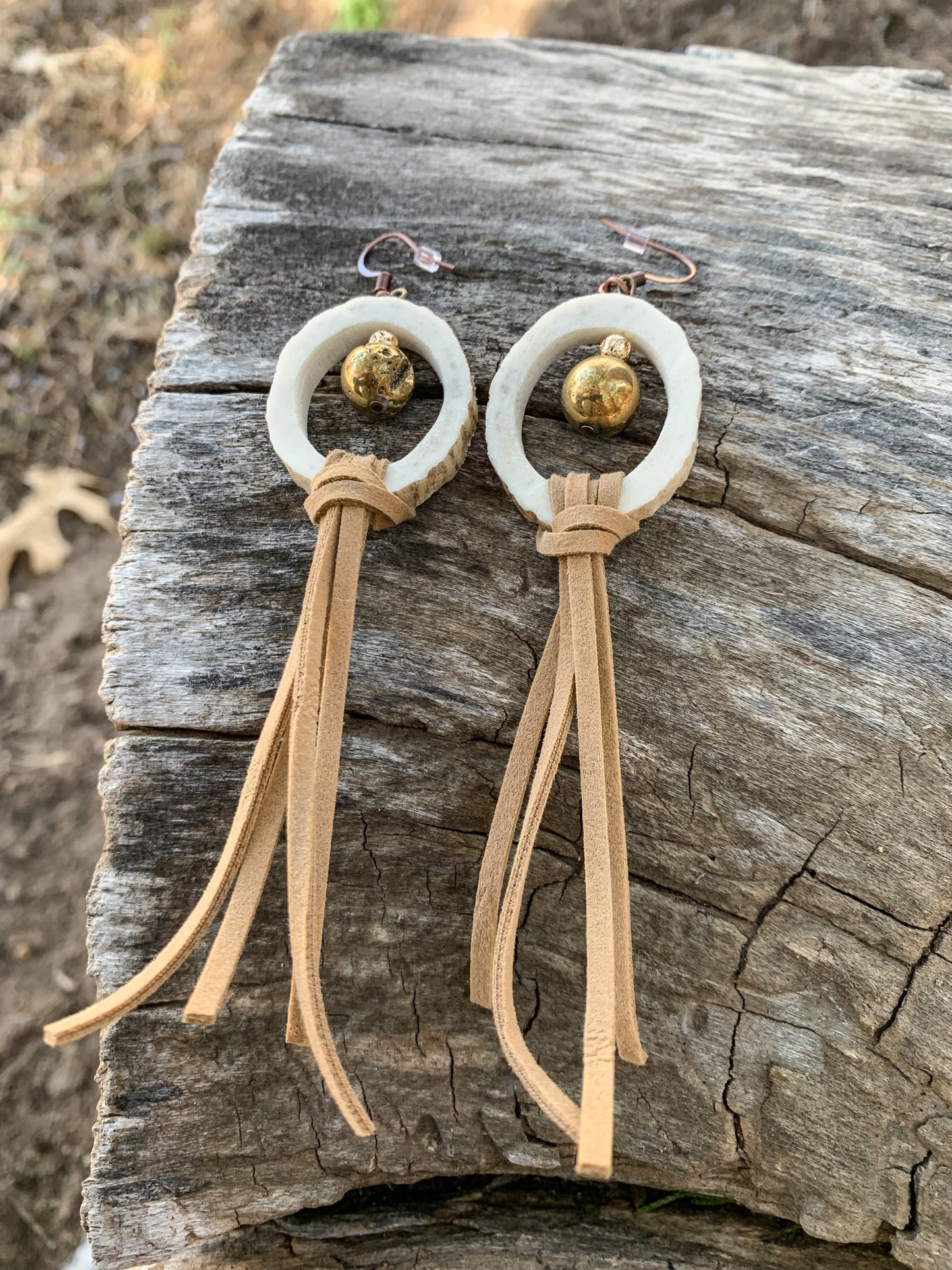 Tan Antler Earrings