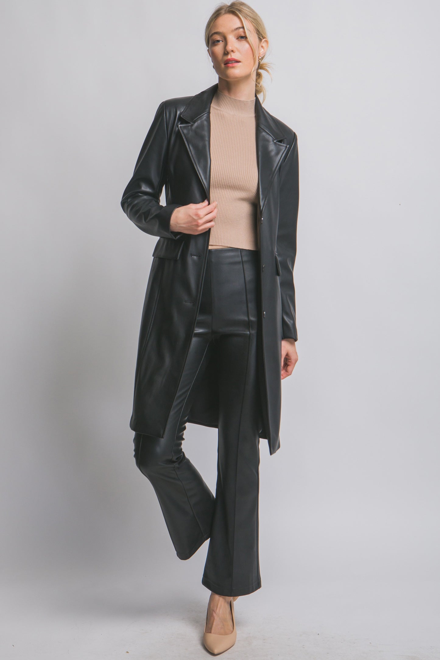 Faux Leather Coat