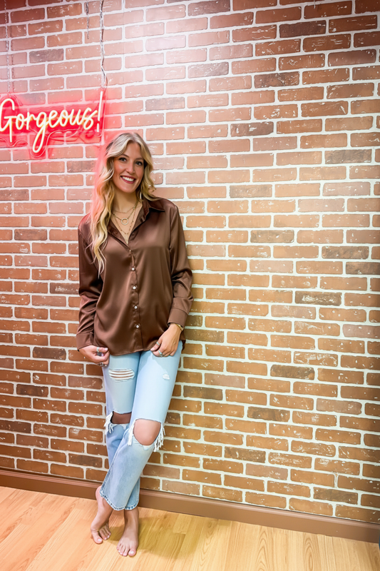 Brown Satin Blouse