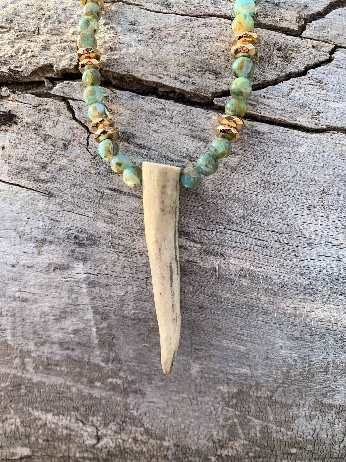 Golden Slab Antler Necklace