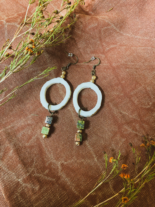 Square Elk Antler Earrings