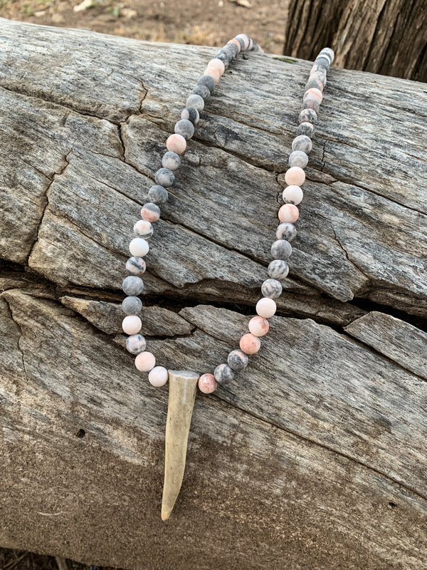 Foggy Pink Antler Necklace