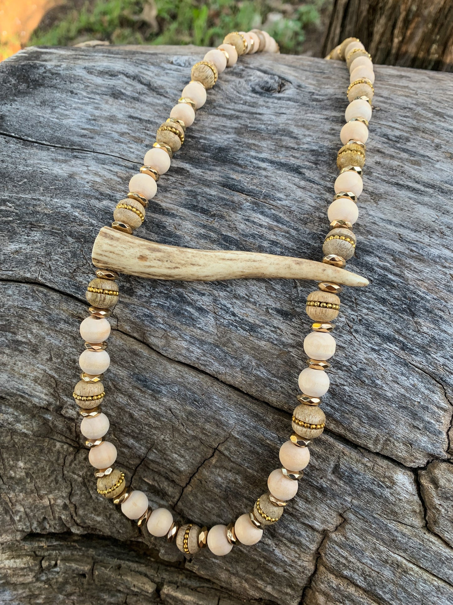 Golden Shimmer Antler Necklace