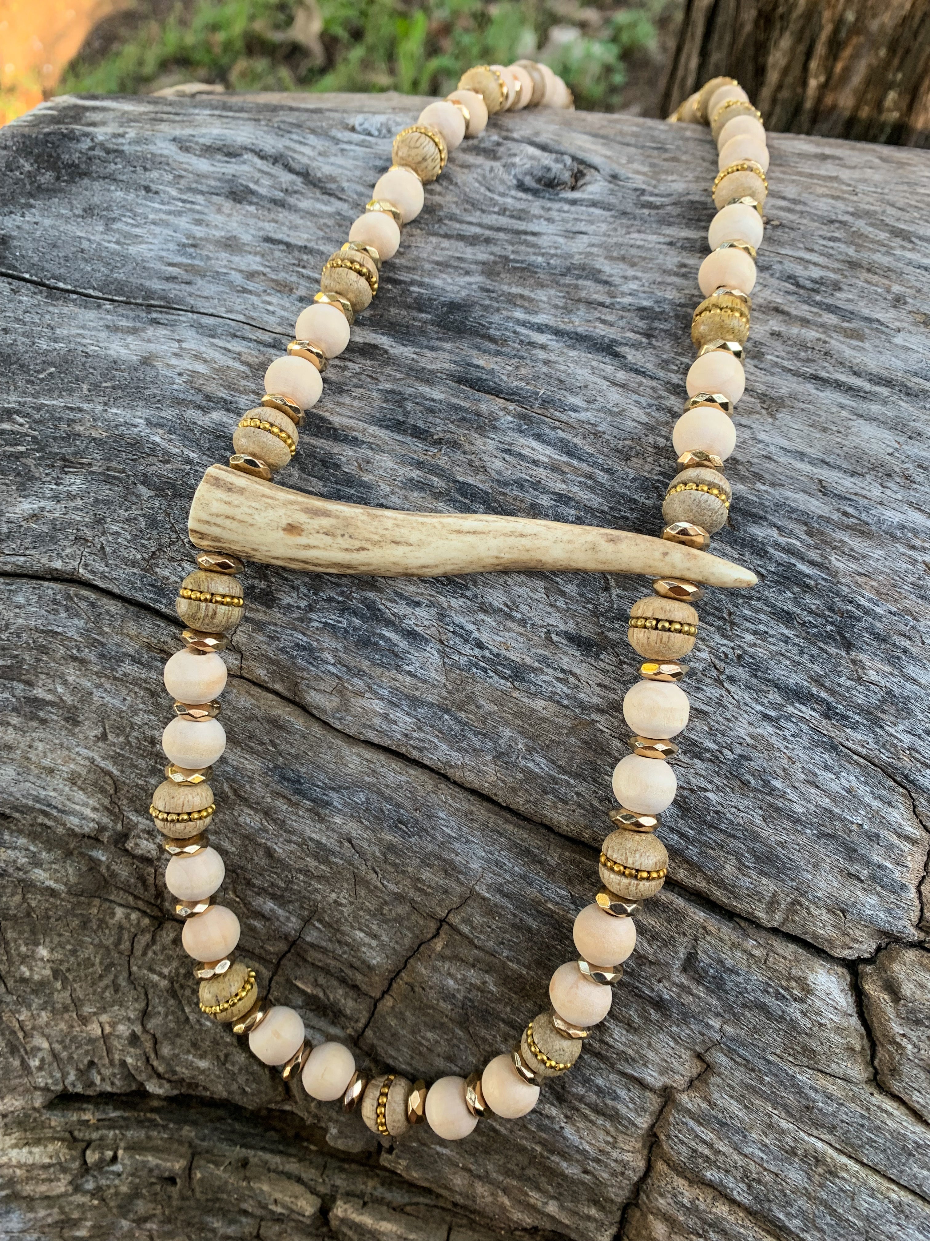 Golden Shimmer Antler Necklace