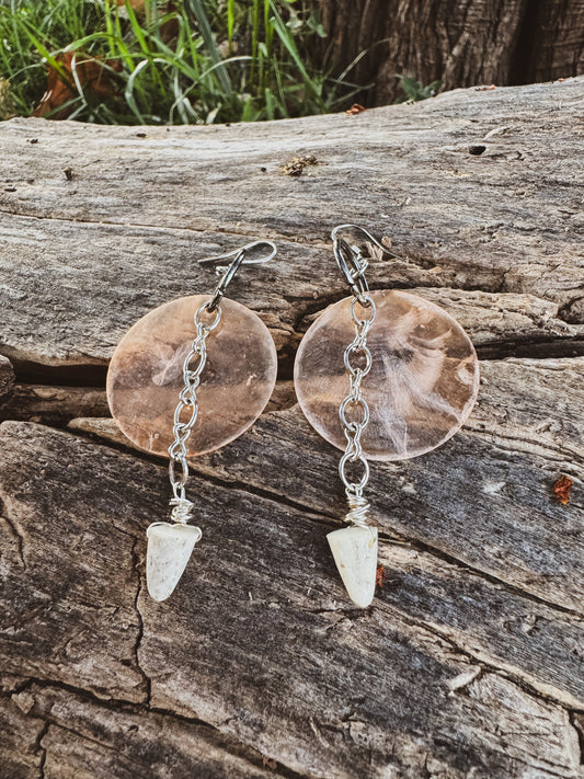 Coral Shell Antler Earrings