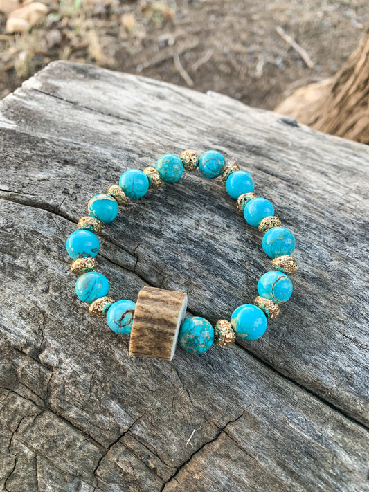 Gold Nugget Elk Antler Bracelet