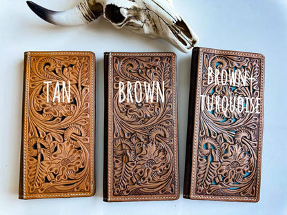 Tooled Leather Bi-Fold Wallet 
