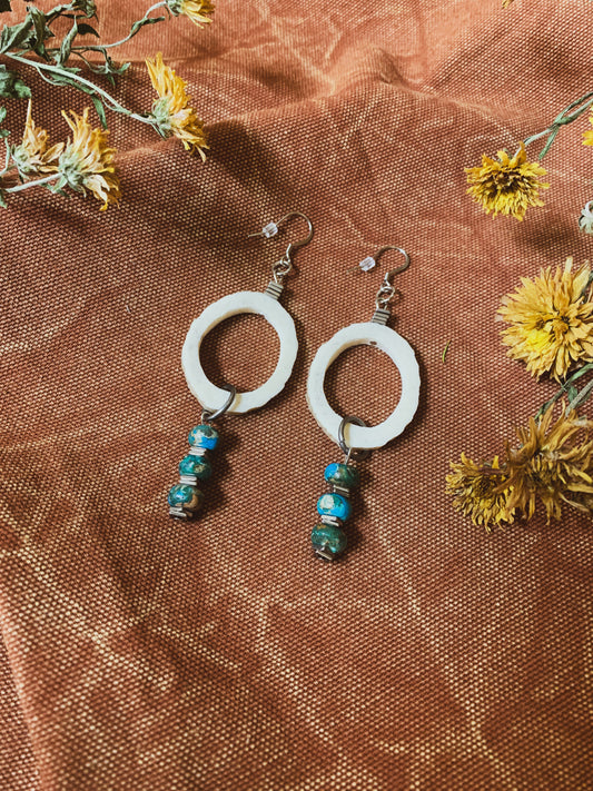 Turquoise Elk Antler Earrings