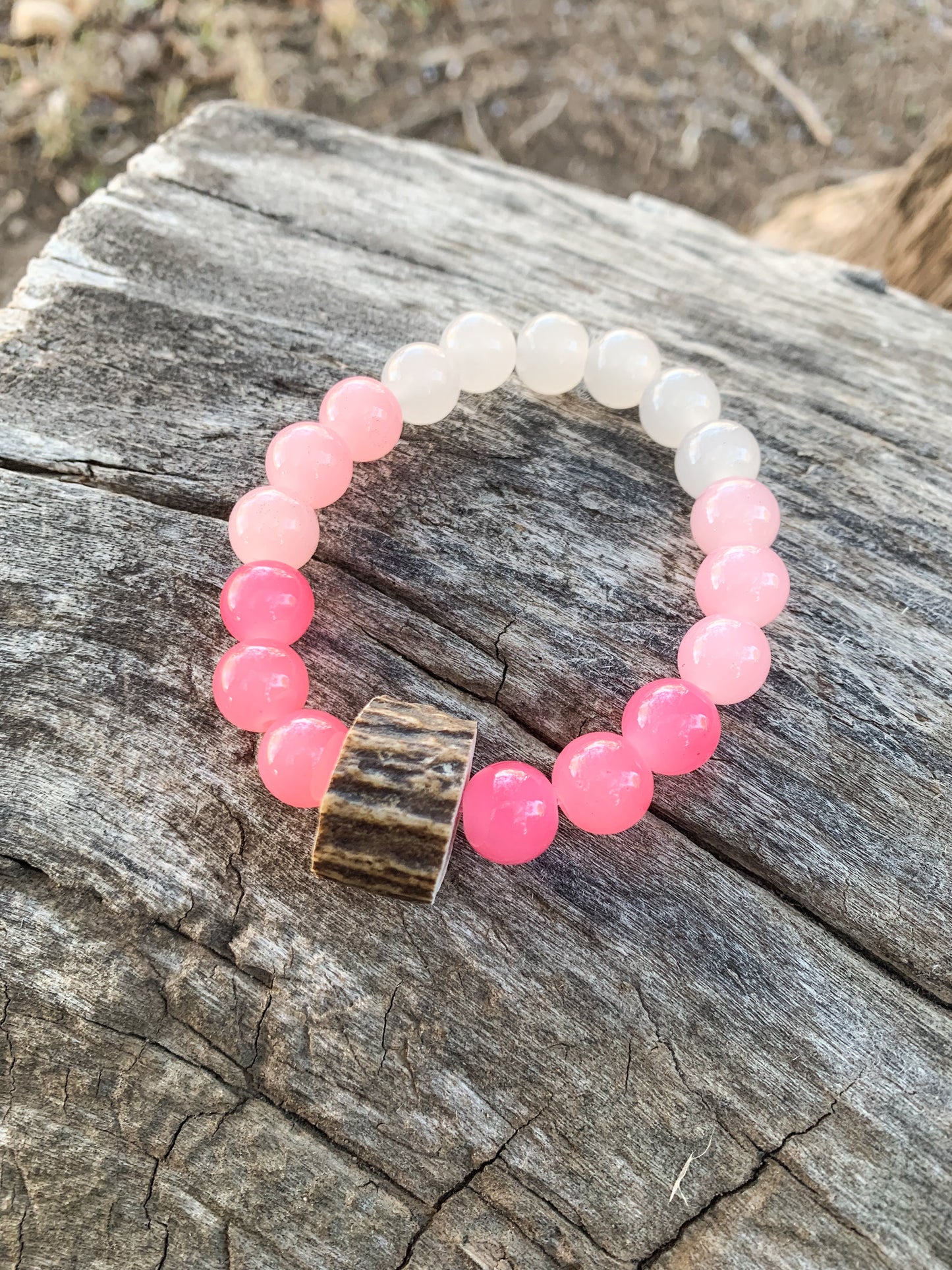 Pink Fade Elk Antler Bracelet