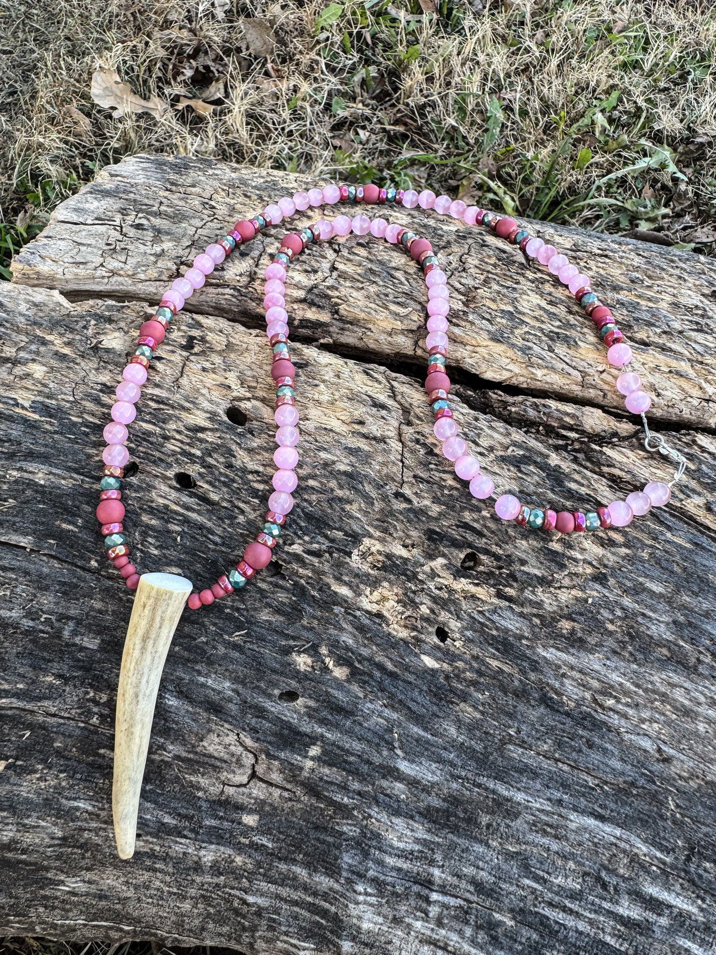 Wild Rose Antler Necklace