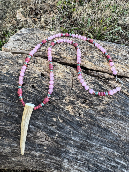 Wild Rose Antler Necklace