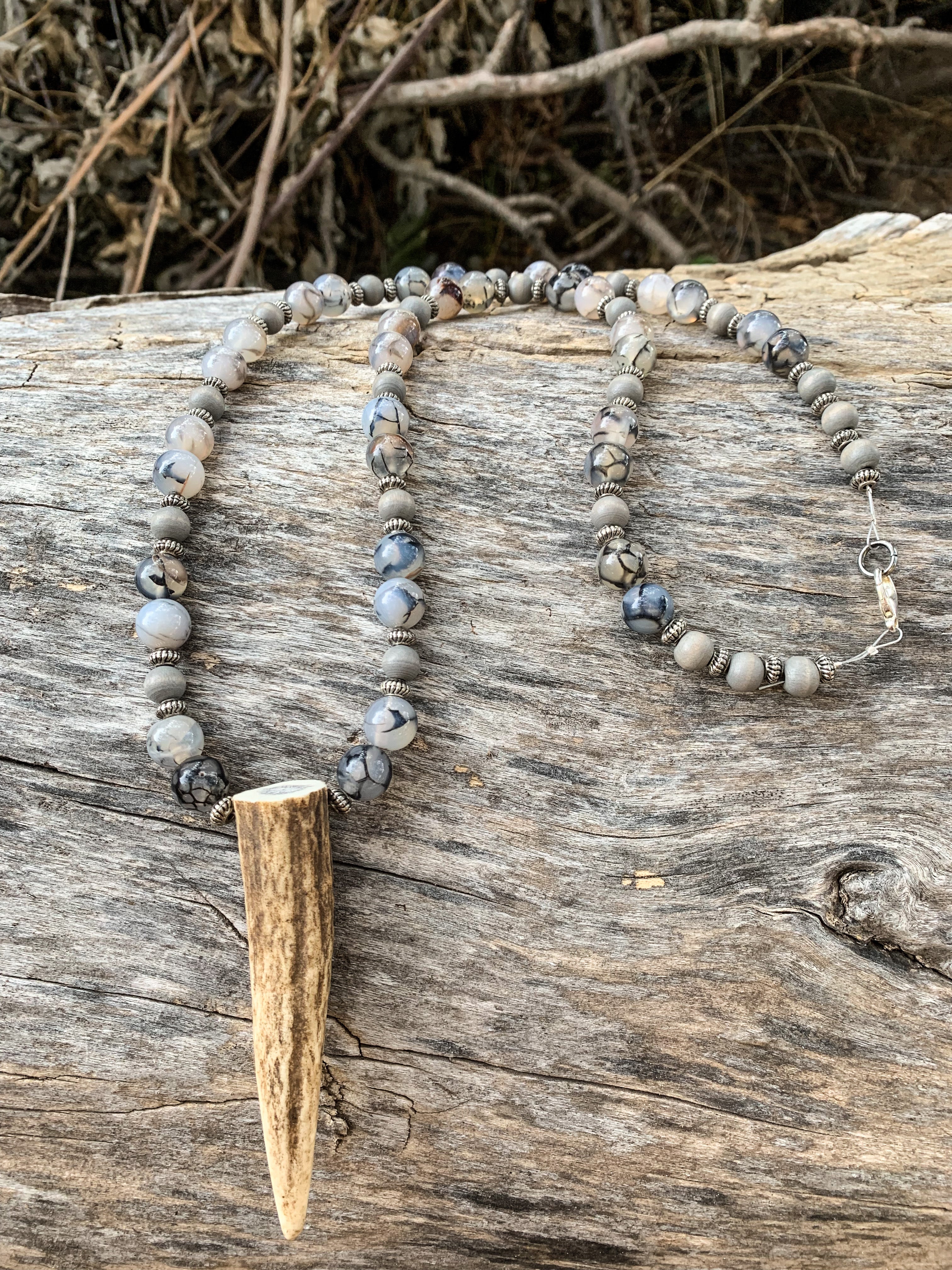 Grey Elk Antler Necklace