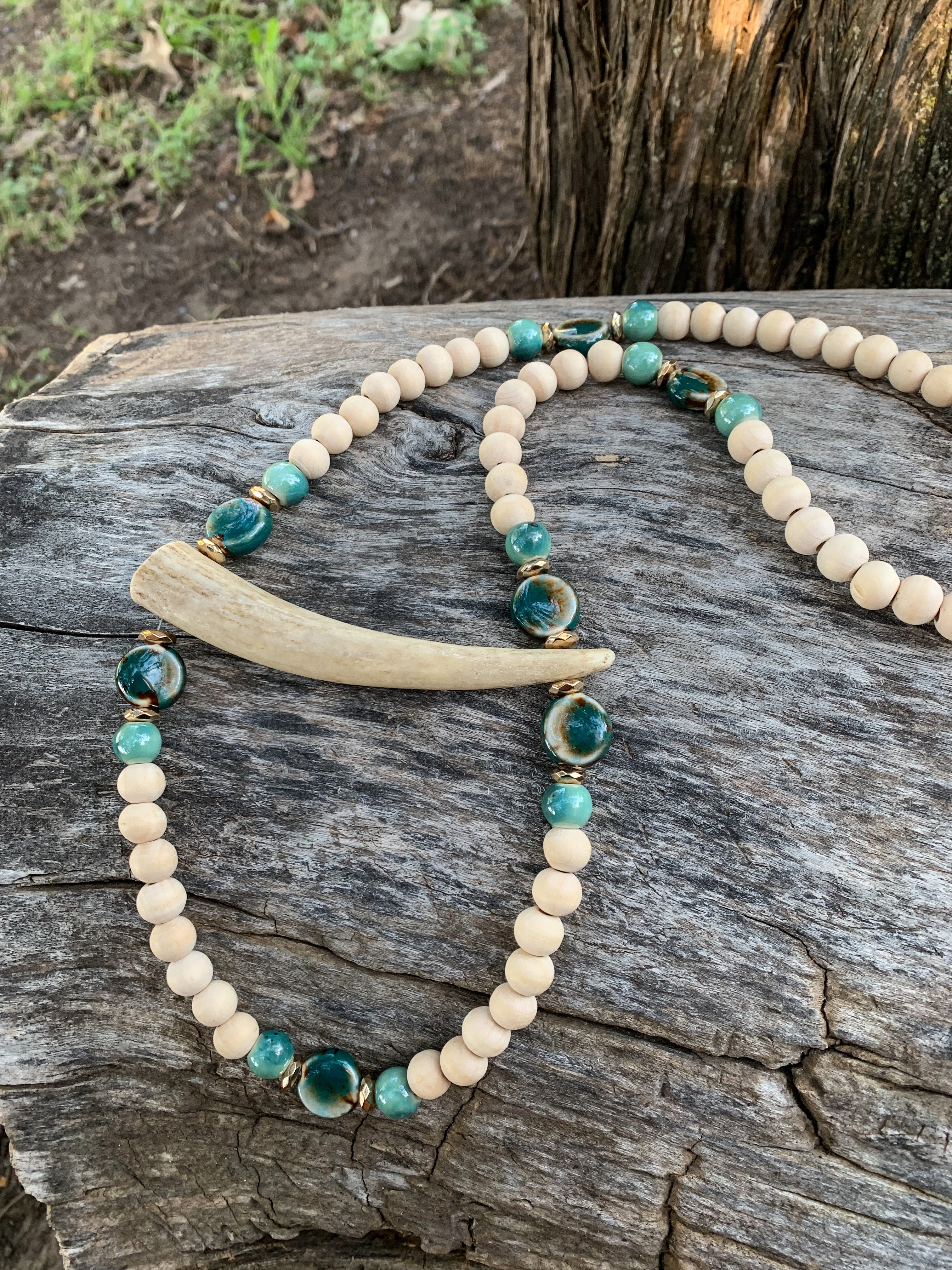 Glass Eye Antler Necklace