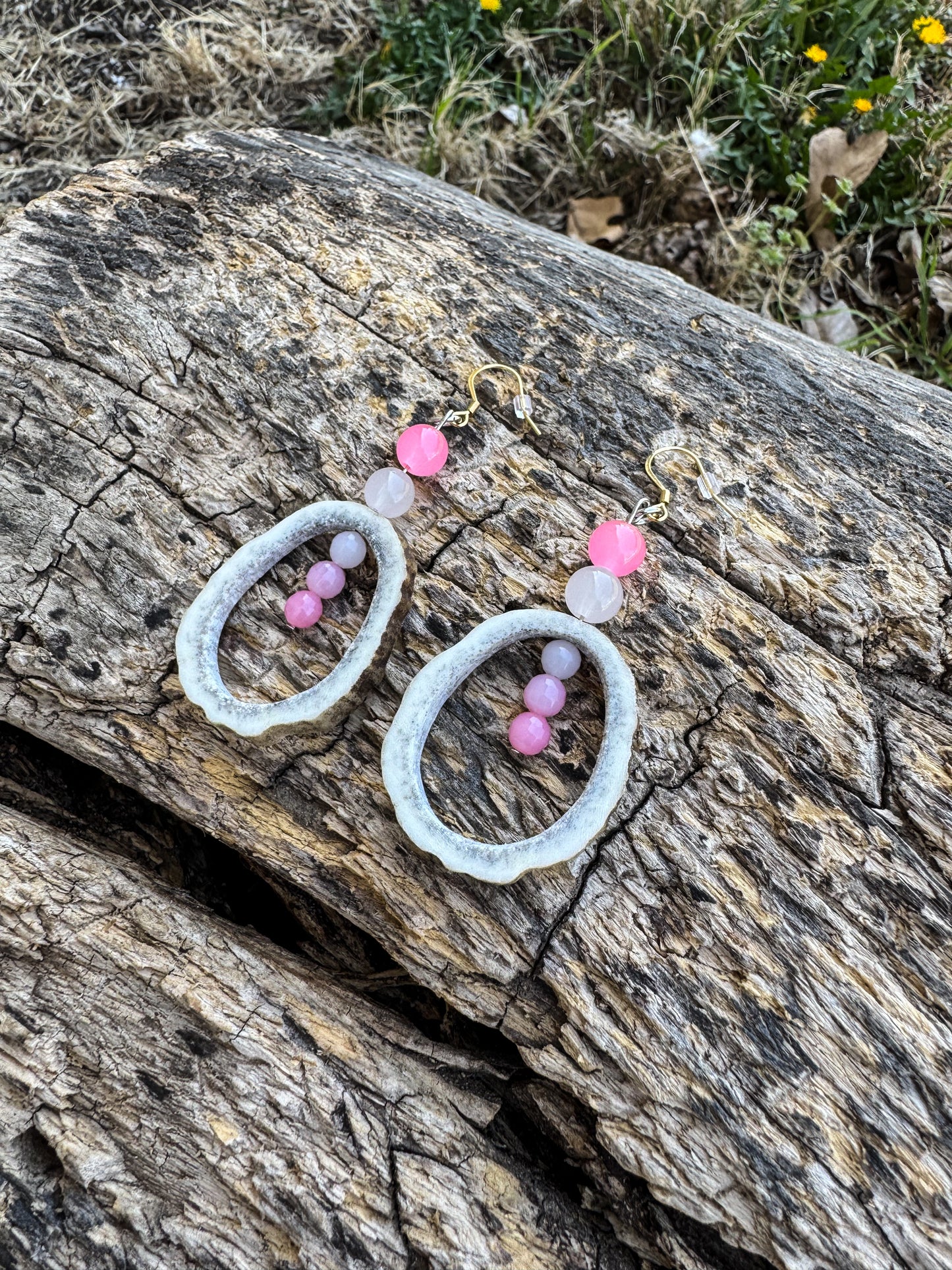 Pink Lady Antler Earrings