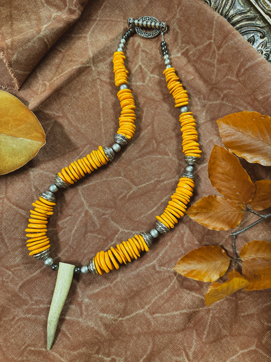 Orange Slab Antler Necklace