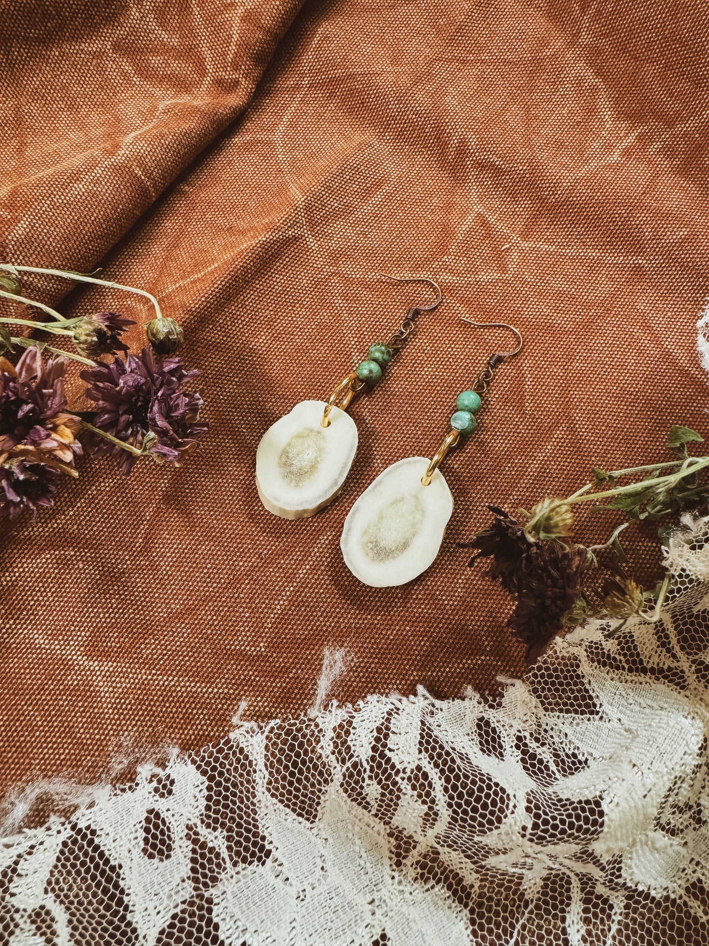 Gold Hoop Antler Earrings