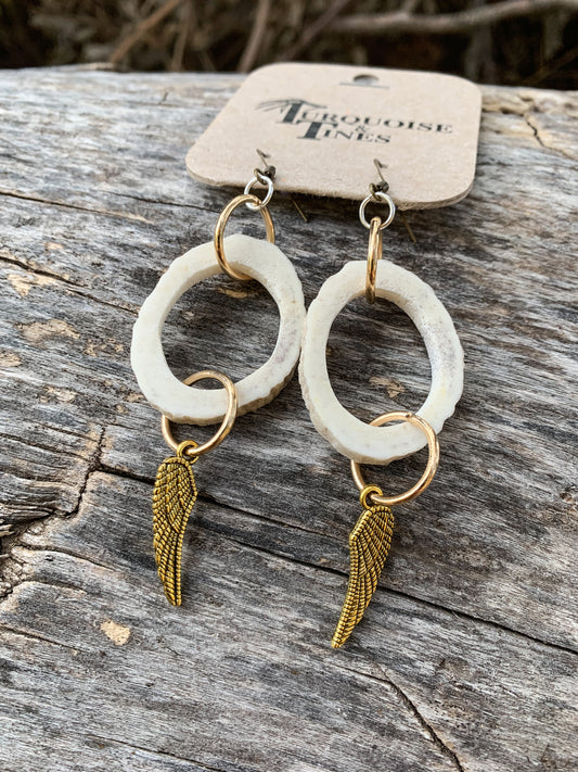 Elk Antler Feather Earrings