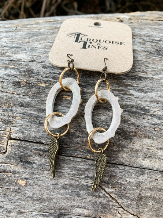 Copper Charm Antler Earrings