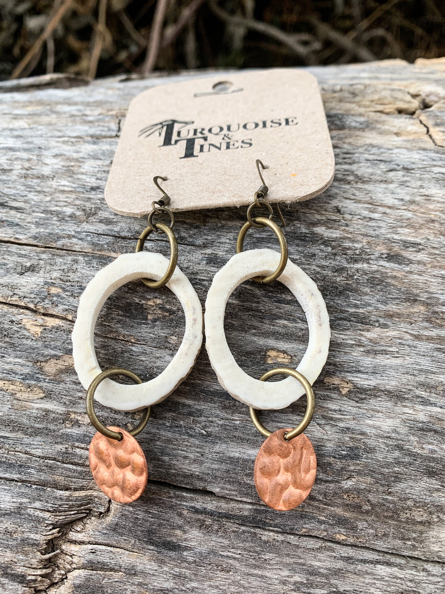 Hammered Slab Elk Earrings