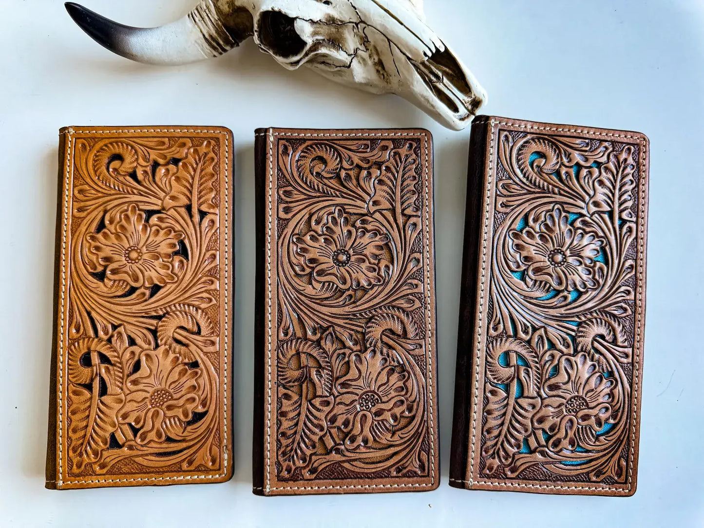 Tooled Leather Bi-Fold Wallet 