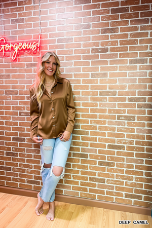 Camel Satin Blouse