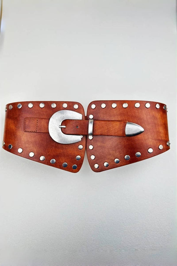 Vintage Silver Buckle Chunky Corset Belt