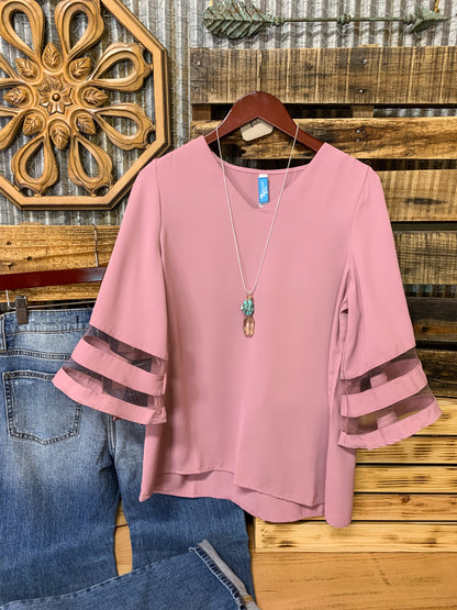 Blush Bell Sleeve Blouse