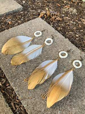Golden Feather Antler Earrings