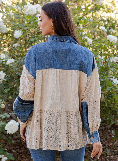 Lace Denim Top