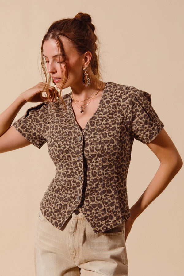 Leopard Twill Top