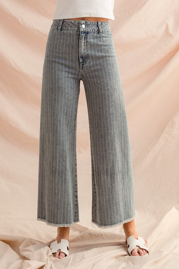 Striped Frayed Denim