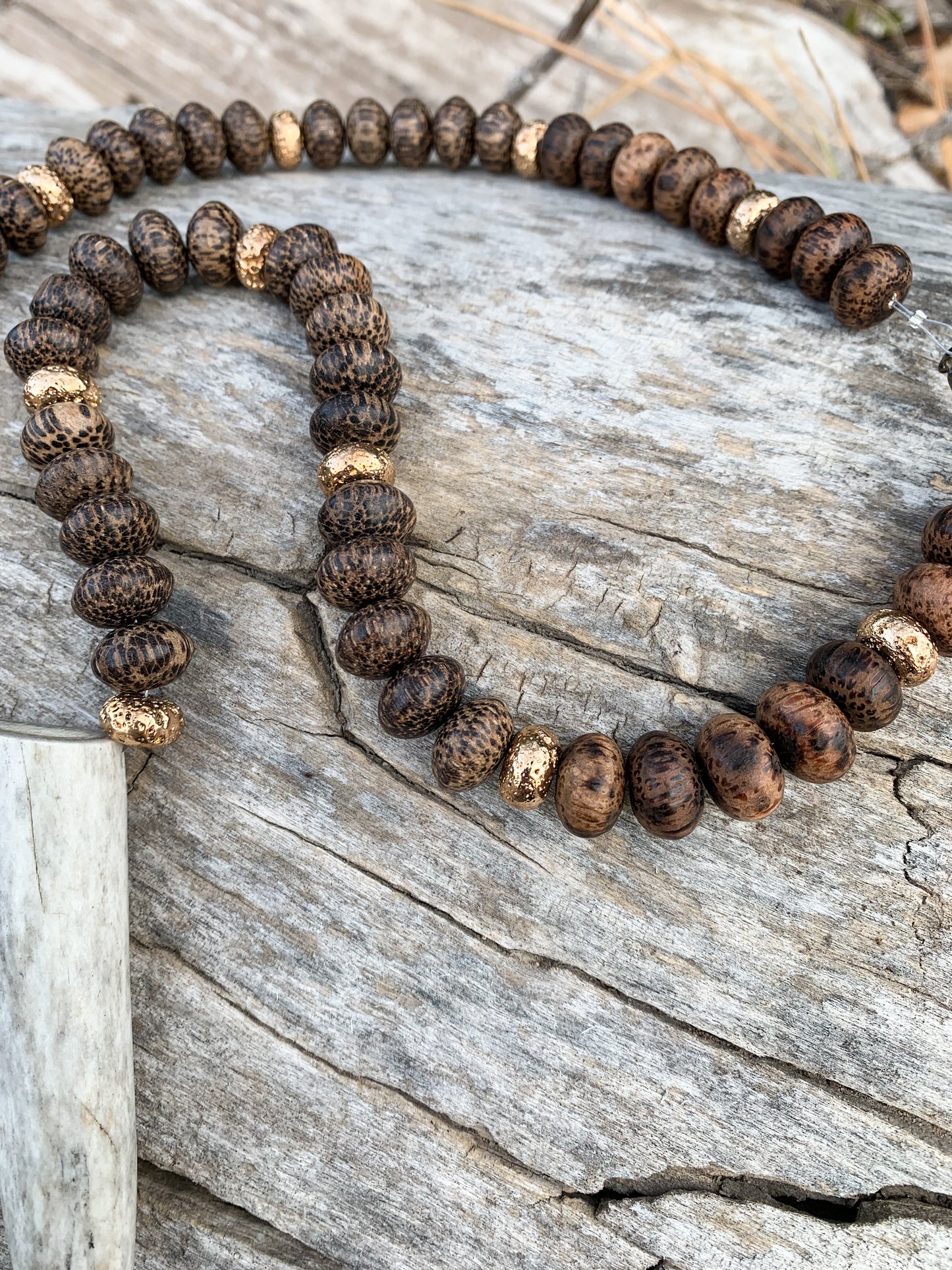 Golden Wood Antler Necklace