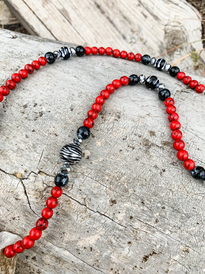 Red Zebra Antler Necklace