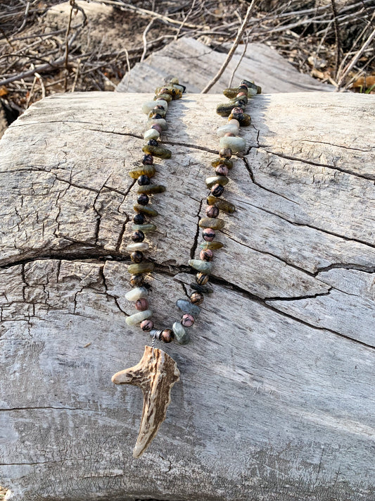 Pink Rock Antler Necklace