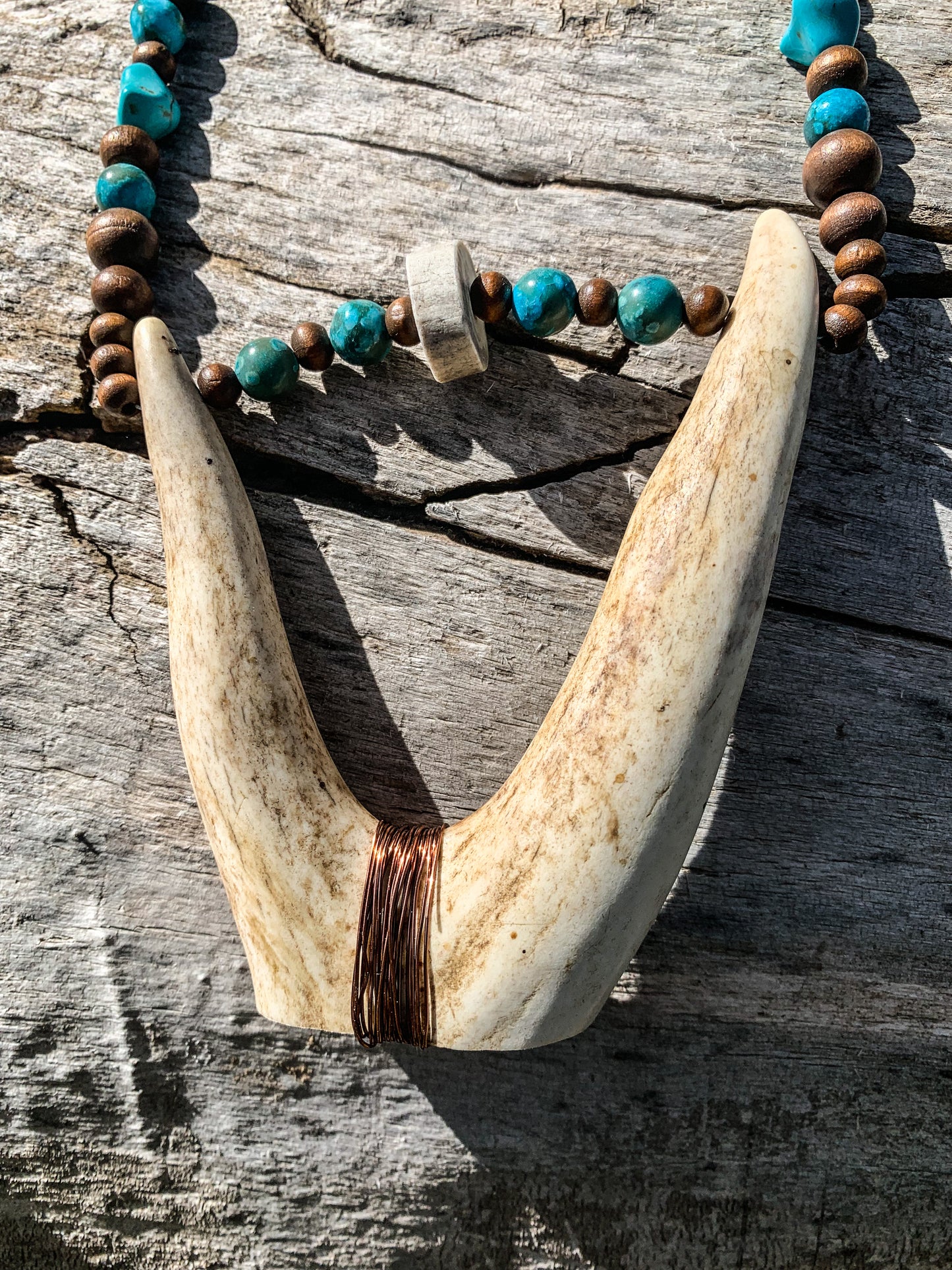 Copper Forked Antler Necklace