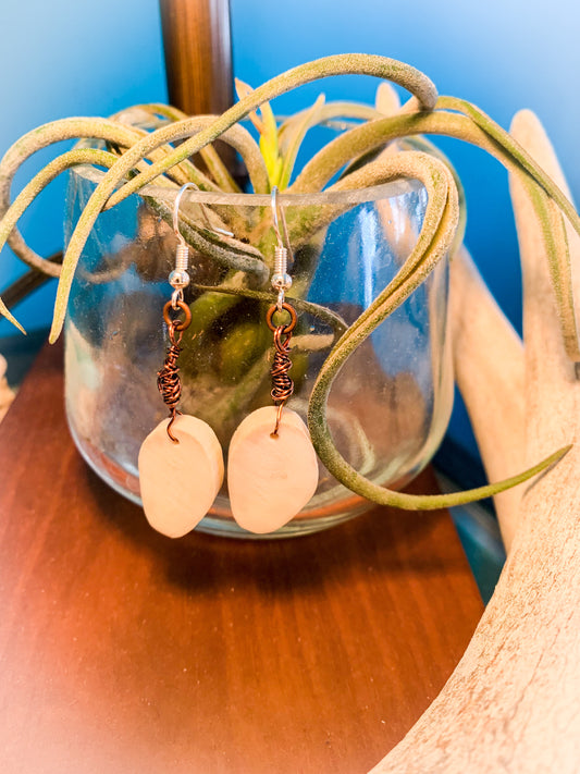 Copper Slab Antler Earrings