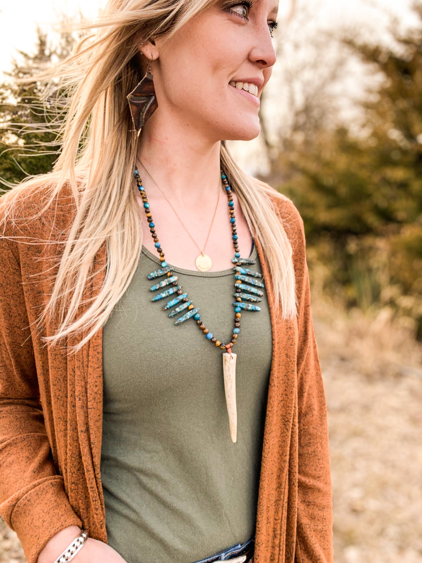 Amber Wilderness Antler Necklace