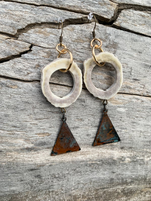 Copper Triangle Antler Earrings