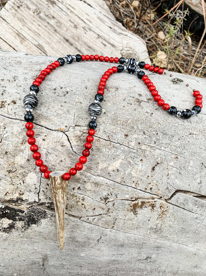 Red Zebra Antler Necklace