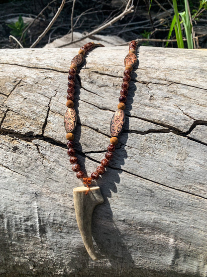 Tooled Slab Antler Necklace