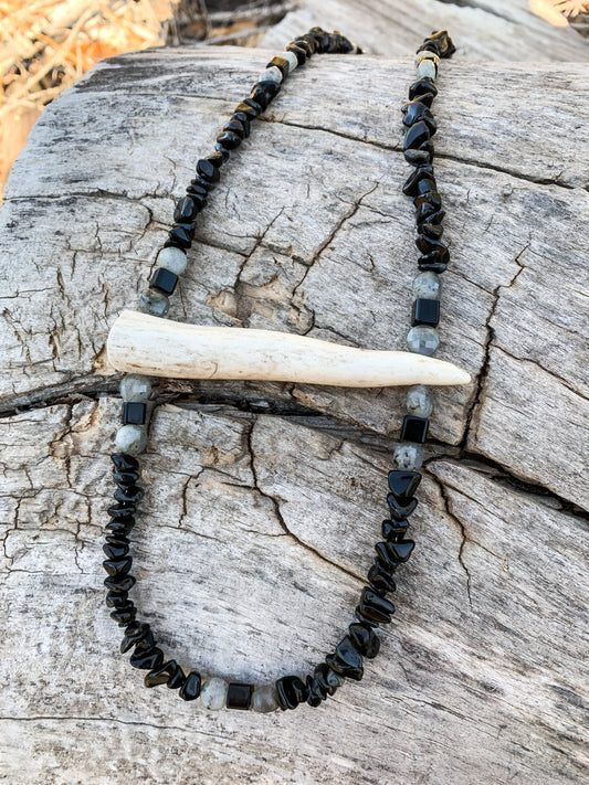 Black Tie Antler Necklace