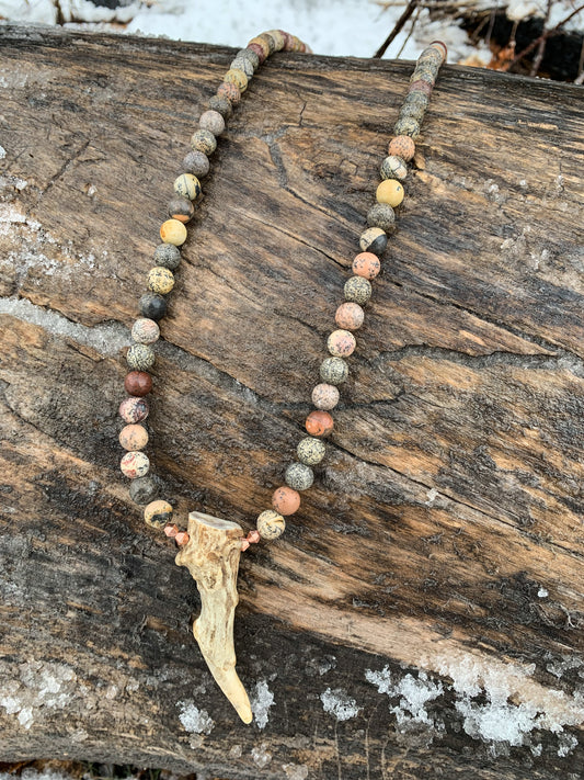Speckled Stone Antler Necklace