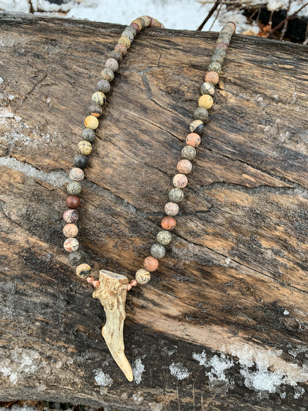 Speckled Stone Antler Necklace