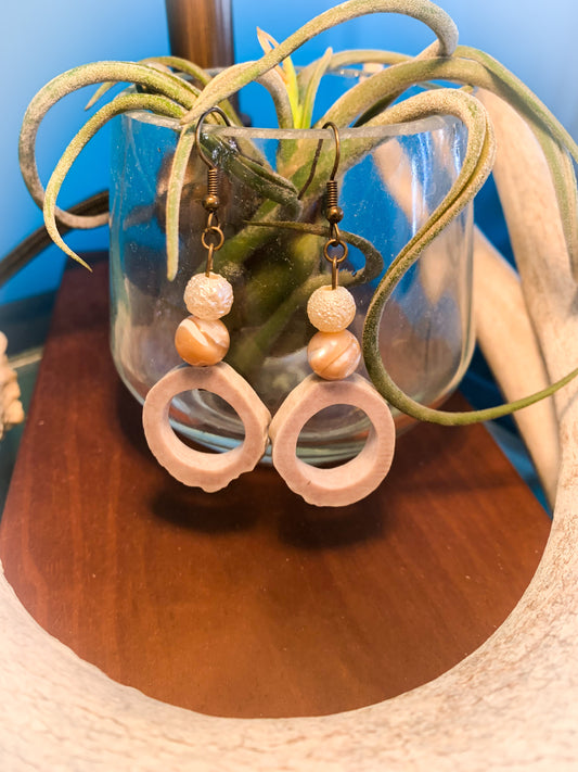 Swirly Pearl Antler Earrings