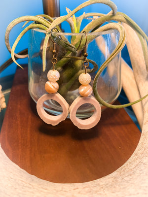 Swirly Pearl Antler Earrings