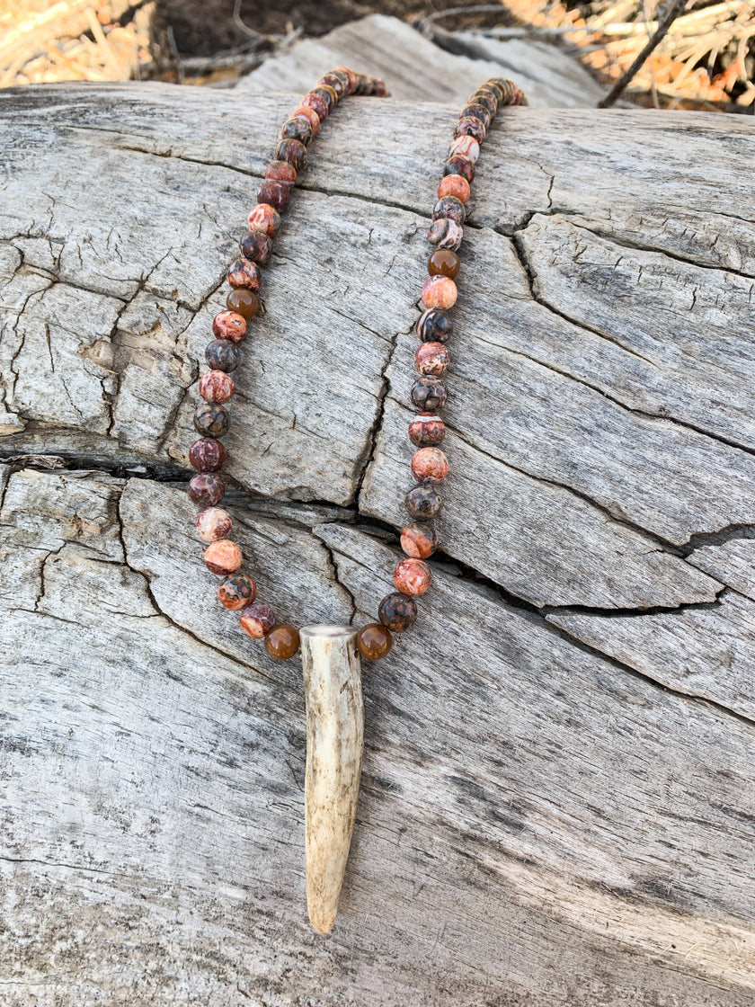 Pink Rock Antler Necklace
